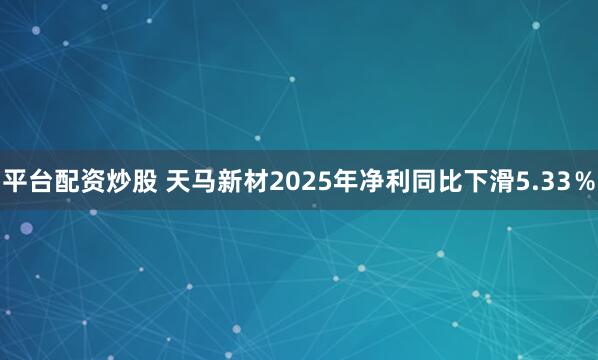 平台配资炒股 天马新材2025年净利同比下滑5.33％